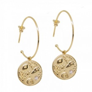 BOUCLES ANNEAUX UNDERSEA ZIRCO DORE OR FIN 24K