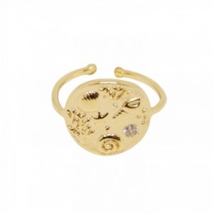 BAGUE UNDERSEA ZIRCO DORE OR FIN 24K