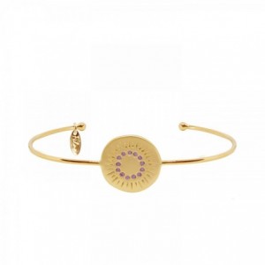 JONC GLOW LILAS ZIRCO DORE OR FIN 24K