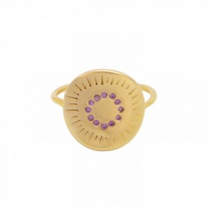 BAGUE GLOW LILAS ZIRCO DORE OR FIN 24K
