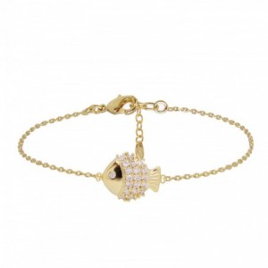 BRACELET LITTLE FISH ZIRCO DORE OR FIN 24K