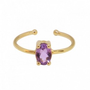 BAGUE AMETHYSTE DORE OR FIN 24K