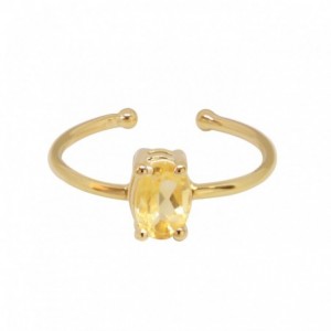 BAGUE CITRINE DORE OR FIN 24K