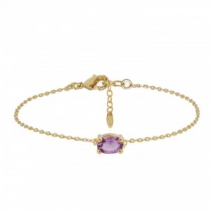 BRACELET AMETHYSTE DORE OR FIN 24K