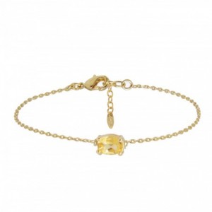 BRACELET CITRINE DORE OR FIN 24K