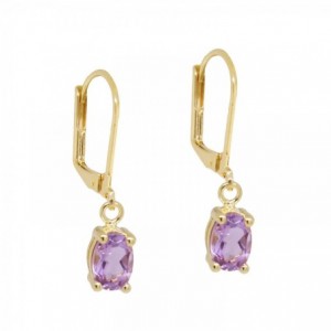 DORMEUSES AMETHYSTE DORE OR FIN 24K