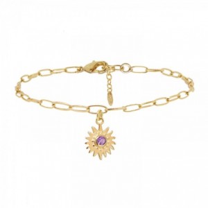 BRACELET ZENITH AMETHYSTE DORE OR FIN 24K