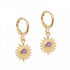 MINI CREOLES ZENITH AMETHYSTE DORE OR FIN 24K