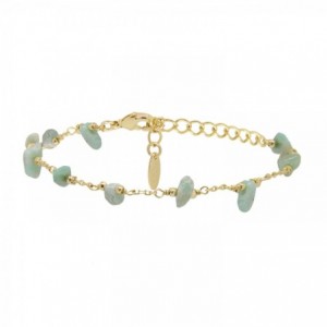 BRACELET PEPITE AMAZONITE DORE OR FIN 24K