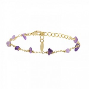 BRACELET PEPITE AMETHYSTE DORE OR FIN 24K