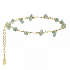 CHAINE DE PIED PEPITE AMAZONITE DORE OR FIN 24K