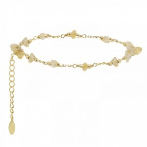 CHAINE DE PIED PEPITE CITRINE DORE OR FIN 24K