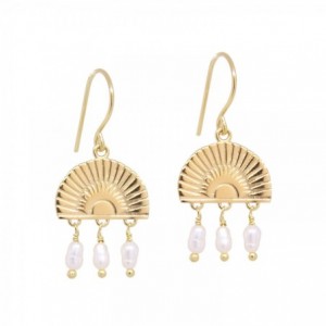 PENDANTES LITTLE SUNSET PERLES D'EAU DORE OR FIN 24K