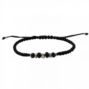 GRIGRI HOMME PEPITE SPINELLE NOIR PLAQUE ARGENT