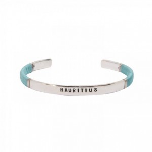 JONC HOMME MAURITIUS LAGON PLAQUE ARGENT