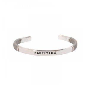 JONC HOMME MAURITIUS SABLE PLAQUE ARGENT