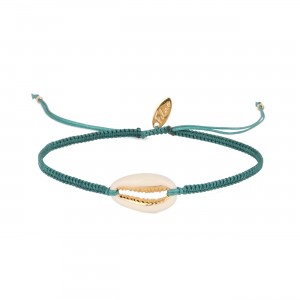 bracelet macramé lagon coquillage doré or fin 24 carats ile maurice
