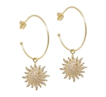 ANNEAUX BIG SUN STRASS DORE OR FIN 24K