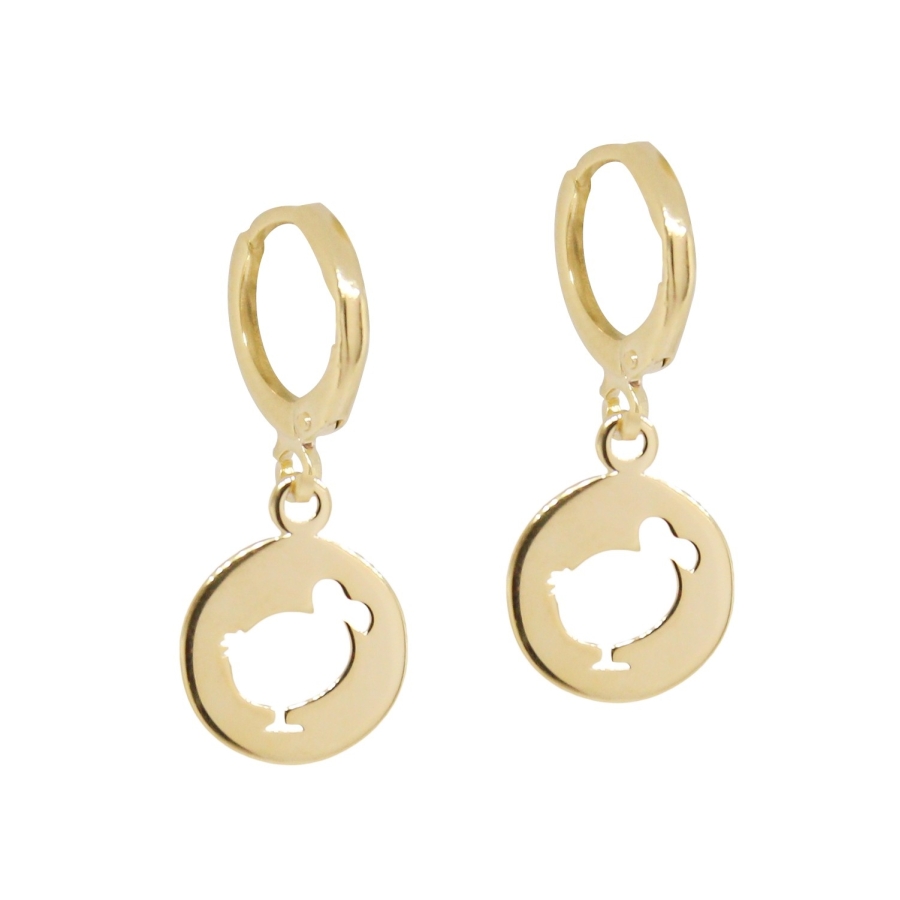 CREOLES MEDAILLE Dodo SHINY DORE OR FIN 24K