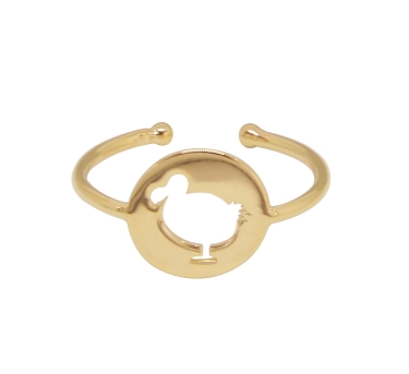 BAGUE MEDAILLE Dodo SHINY DORE OR FIN 24K