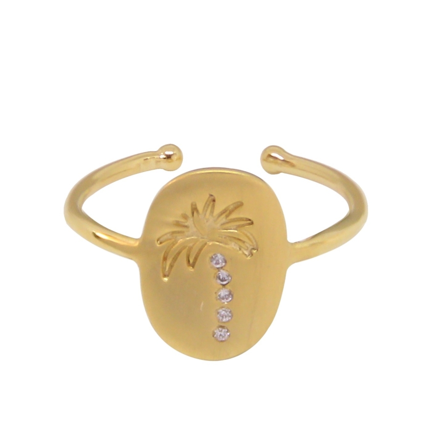 BAGUE Palm MAT PLAQUE OR FIN 24K
