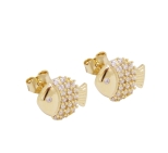 PUCES Little Fish ZIRCO DORE OR FIN 24K