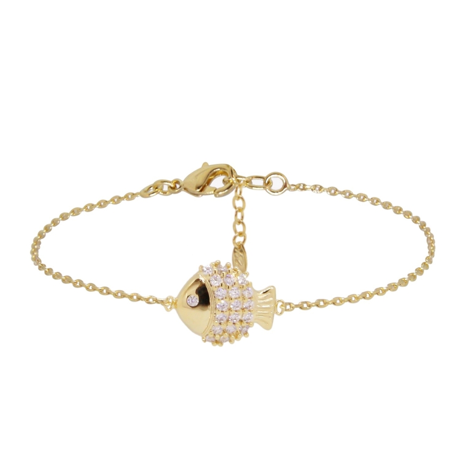 BRACELET Little Fish ZIRCO DORE OR FIN 24K