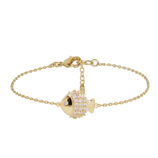 BRACELET Little Fish ZIRCO DORE OR FIN 24K