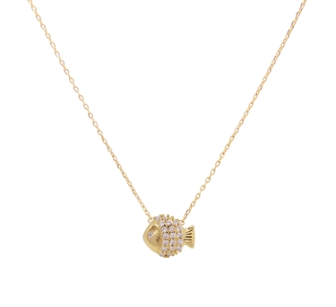 CHAINE Little Fish ZIRCO DORE OR FIN 24K
