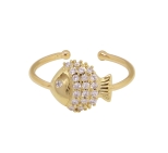 BAGUE Little Fish ZIRCO PLAQUE OR FIN 24K