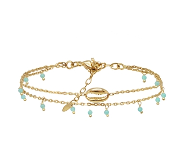 BRACELET DOUBLE LITTLE SALTY AMAZONITE DORE OR FIN 24K