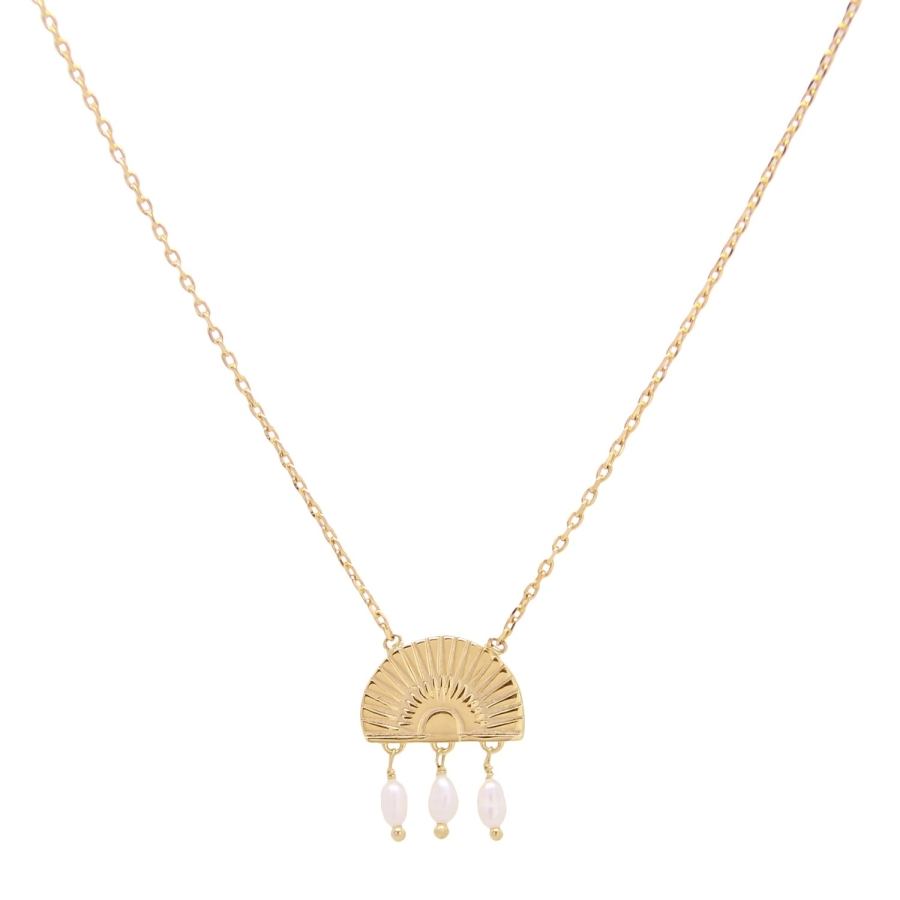 CHAINE LITTLE SUNSET PERLES D'EAU DORE OR FIN 24K