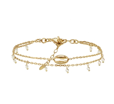 BRACELET DOUBLE LITTLE SALTY PERLES D'EAU DORE OR FIN 24K