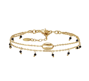 BRACELET DOUBLE LITTLE SALTY SPINELLE DORE OR FIN 24K