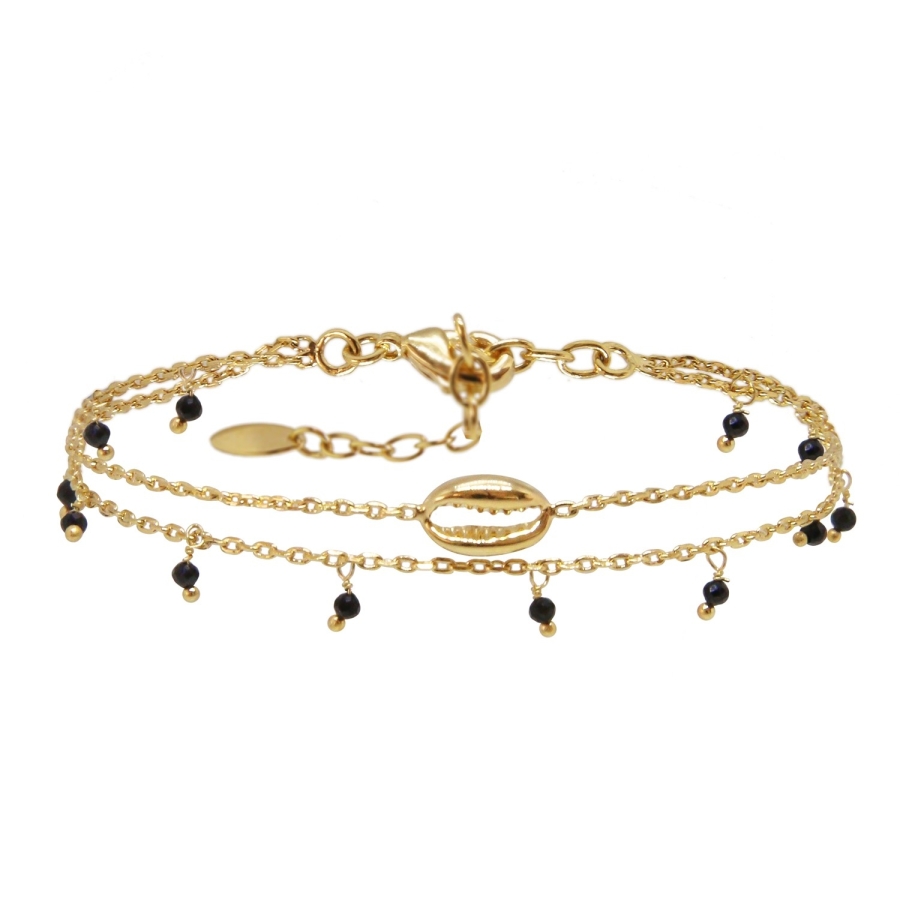 BRACELET DOUBLE LITTLE SALTY SPINELLE DORE OR FIN 24K
