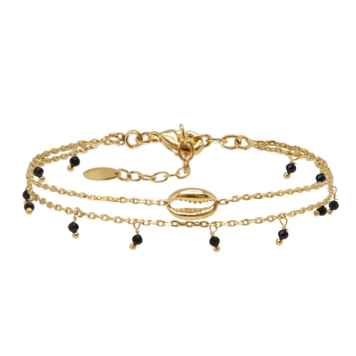 BRACELET DOUBLE LITTLE SALTY SPINELLE DORE OR FIN 24K
