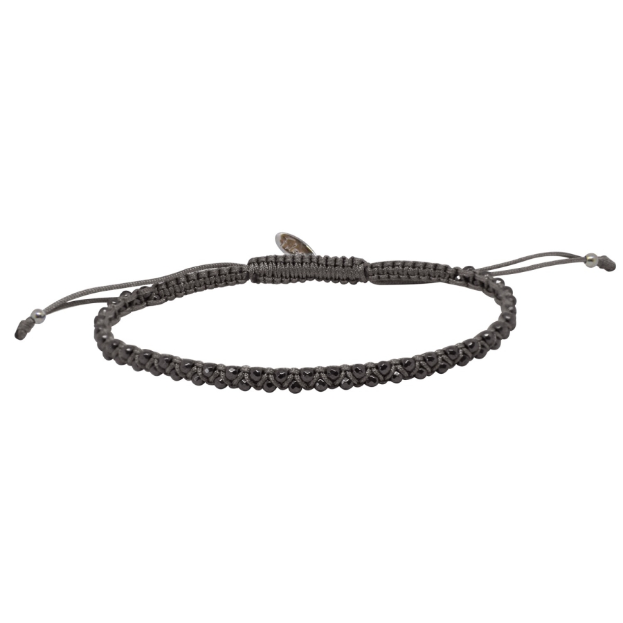 GRIGRI HOMME TRESSE HEMATITE Sable PLAQUE ARGENT
