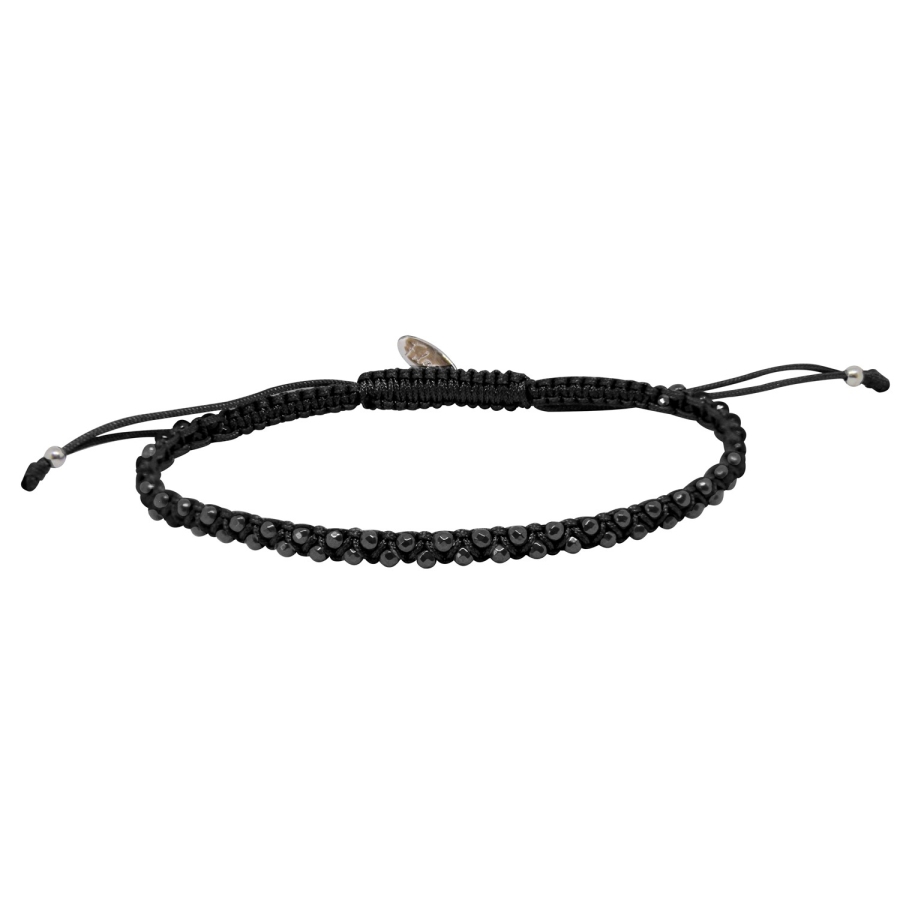 GRIGRI HOMME TRESSE HEMATITE Noir PLAQUE ARGENT