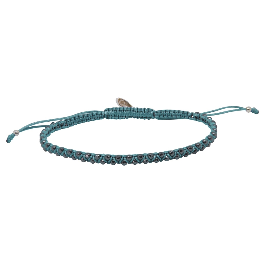 GRIGRI HOMME TRESSE HEMATITE Lagon PLAQUE ARGENT
