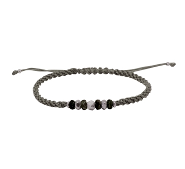 GRIGRI HOMME PEPITE HEMATITE Sable PLAQUE ARGENT