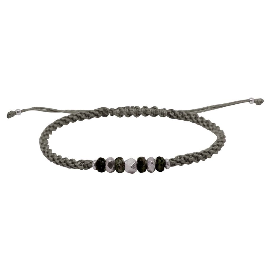 GRIGRI HOMME PEPITE HEMATITE Sable PLAQUE ARGENT