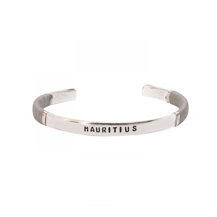 JONC HOMME Mauritius Sable PLAQUE ARGENT