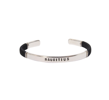 JONC HOMME Mauritius Noir PLAQUE ARGENT