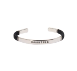 JONC HOMME Mauritius Noir PLAQUE ARGENT