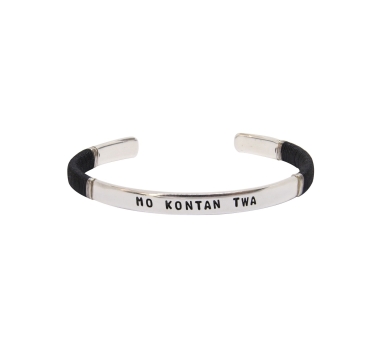 JONC HOMME MO KONTAN TWA Noir PLAQUE ARGENT