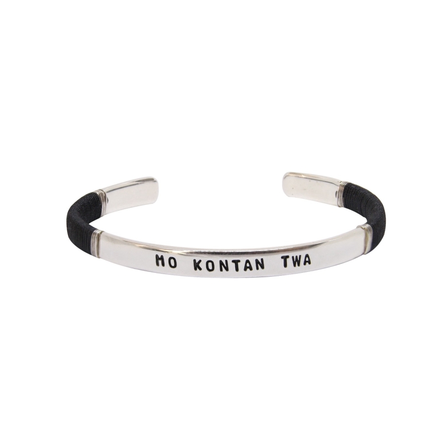 JONC HOMME MO KONTAN TWA Noir PLAQUE ARGENT