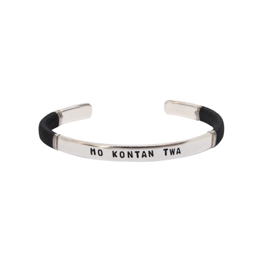 JONC HOMME MO KONTAN TWA Noir PLAQUE ARGENT