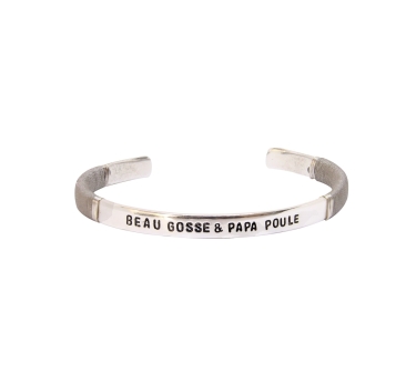 JONC HOMME BEAU GOSSE ET PAPA POULE Sable PLAQUE ARGENT