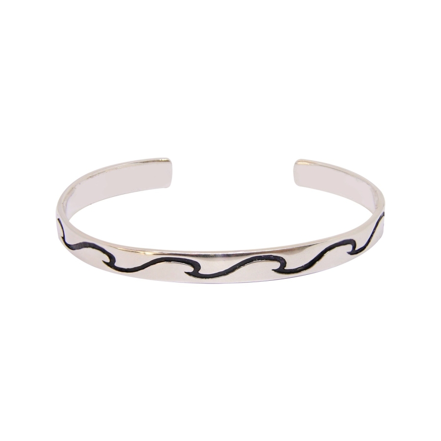 JONC HOMME  WAVES PLAQUE ARGENT
