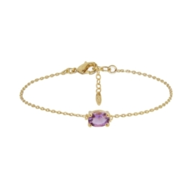 BRACELET AMETHYSTE DORE OR FIN 24K
